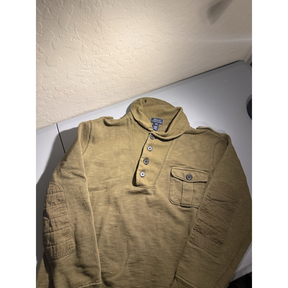 Polo Ralph Lauren Boys XL Shawl Collar Pullover Sweatshirt Olive Military